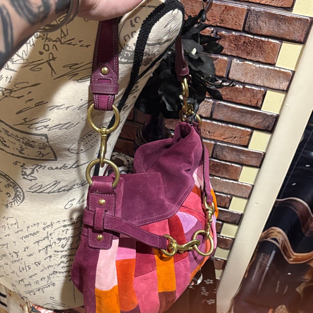 Coach Multicolor Suede Shoulder Bag - Picture 3 of 7